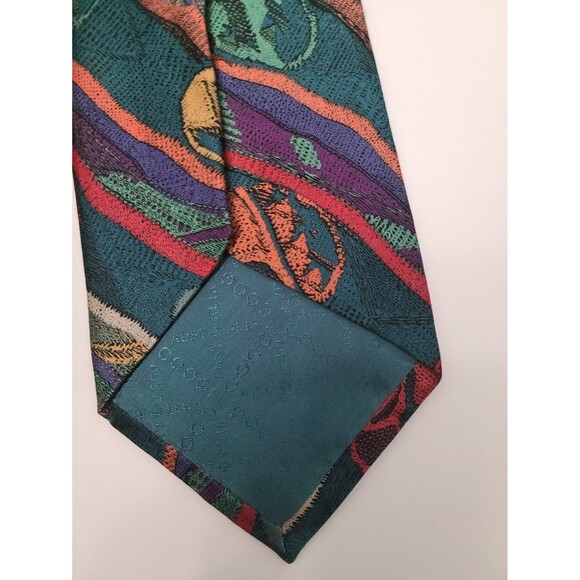 VTG COOGI Australia Mens Silk Tie Necktie Multicolor Green Vibrant Y2K 4"x58" - Picture 4 of 4